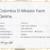 Colombia El Mirador Farm Geisha 5 7